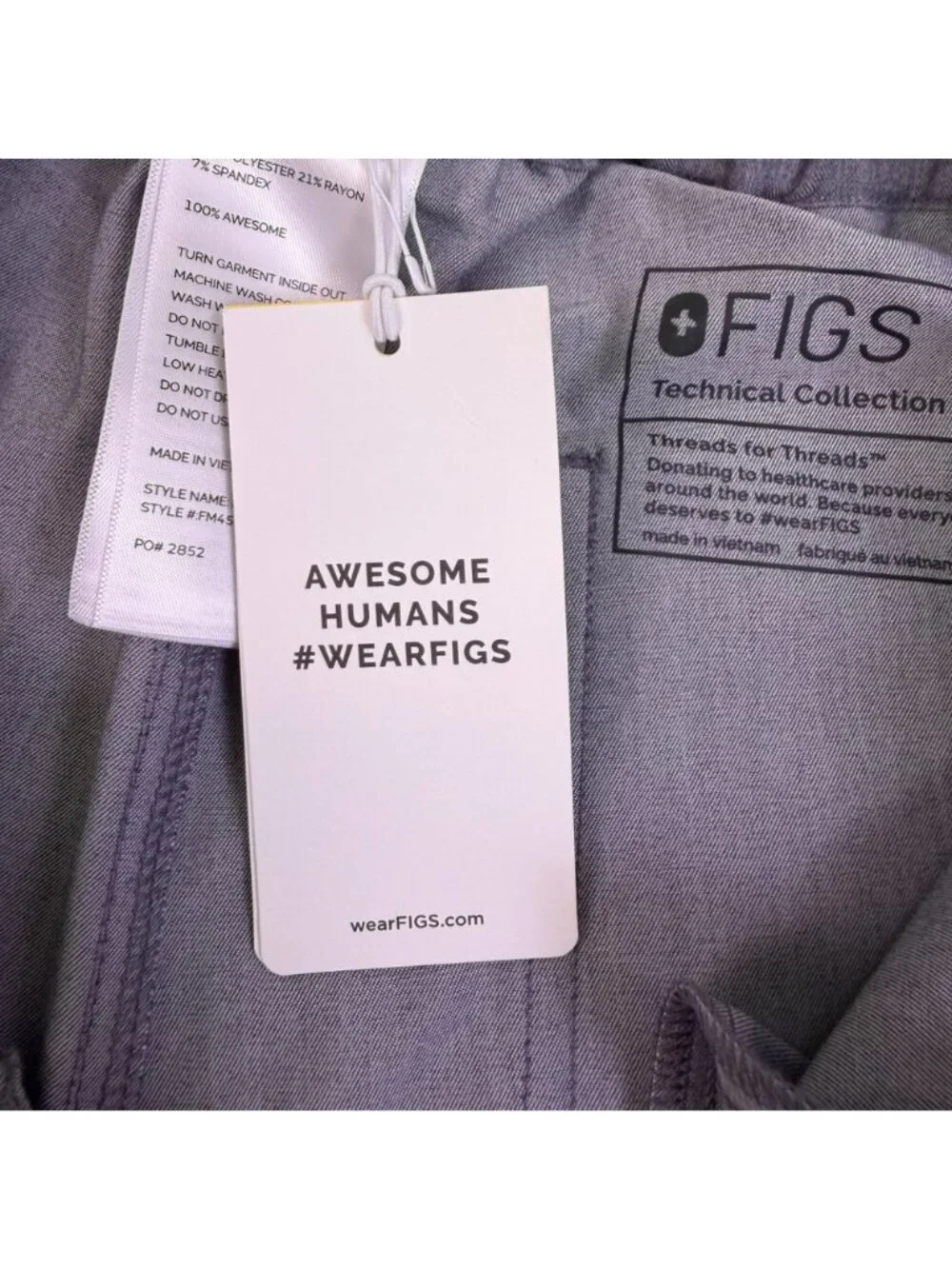 Figs Mens Gray Elastic Waist Drawstring Scrub Pants Technical Size M
